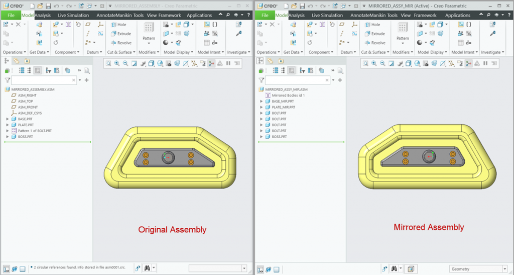 original assembly and mirrored assembly